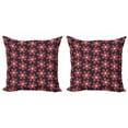 thumbnail image 1 of Flower Throw Pillow Cushion Cover Pack of 2, Doodle Style Botanical Elements on a Dark Toned Background, Zippered Double-Side Digital Print, 4 Sizes, Magenta Grey, by Ambesonne, 1 of 2