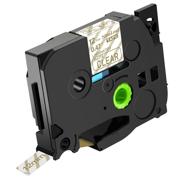 NineLeaf Compatible for Brother P-touch TZe-M34 TZ-M34 12mm 1/2'' Gold on Matte Clear Laminated TZe TZ Label Tape 0.47" x 26.2ft