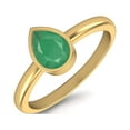 thumbnail image 2 of 0.75 Cts Pear Shape Emerald 925 Sterling Silver Gold Vermeil Solitaire Women Mother's Day Gift Rings, 2 of 3