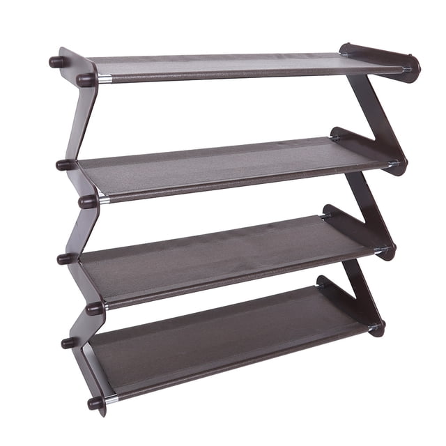 Zapatero de acero inoxidable de 4 niveles para el hogar, soporte para zapatos, organizador de almacenamiento (café)