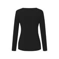 thumbnail image 3 of Topvent Women's T-shirt Crew-neck Long-sleeved Solid Color Irregular Button-down Top, 3 of 4