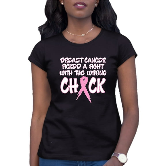 Womens Breast Cancer Picked A Fight With The Wrong Chick T-Shirt