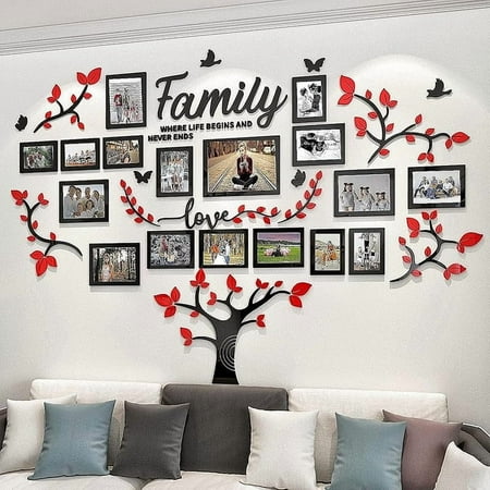 Picture Frames Collage - Family Tree Wall Decor for Living Room 4x6 5x7 8x10 11x14 3D DIY-Acrylic Photo Frame - Marcos para Fotos de Pared
