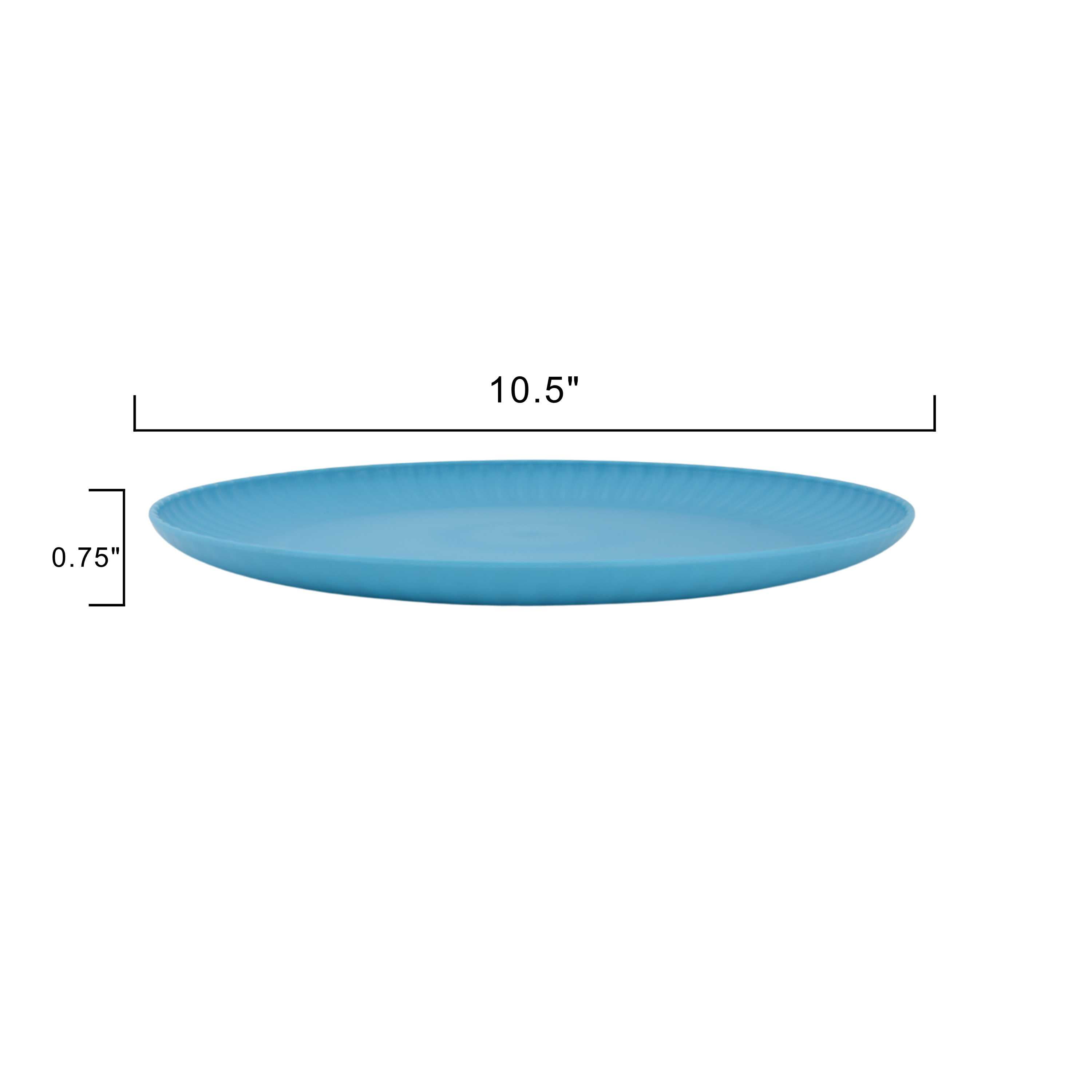 Mainstays Round Plastic Ribbed Plate, 10.5", Blue
