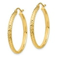 thumbnail image 2 of 10k Diamond-cut 2.8x30mm Hollow Hoop Earrings, 2 of 4