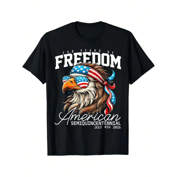 American Eagle 250 Years of Freedom Semiquincentennial July 4th 2026 Patriotic Graphic T-Shirt