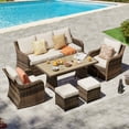 thumbnail image 3 of MEISSALIVVE 6 Pieces Outdoor Patio Furniture Set, Wicker  Sectional Furniture Set with 2 Single Chair and Sofa, 2 Ottomans and Dining Table (Beige), 3 of 7
