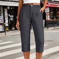 thumbnail image 2 of Cargo Capri Pants for Women High Waisted Elastic Knit Waist Casual Capris Trousers Quick Dry Hiking Cropped Pants with Pocket, 2 of 8