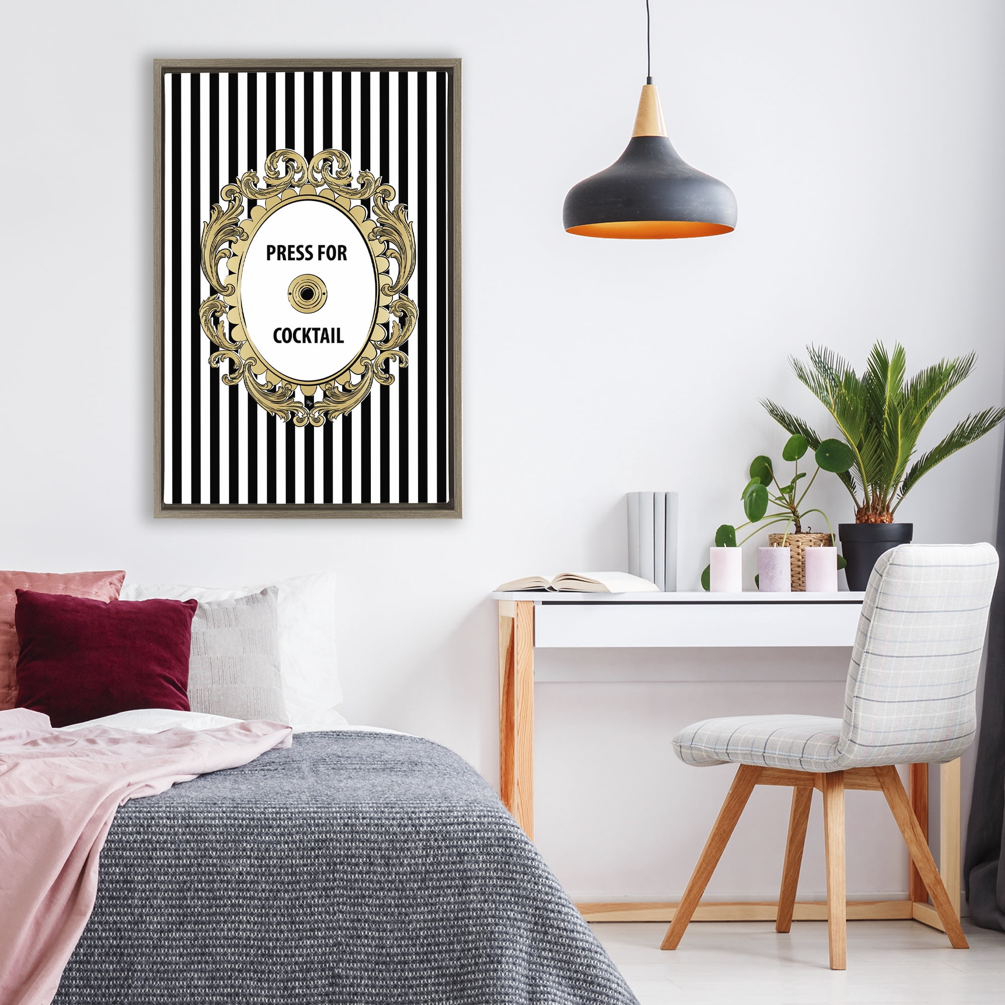 Stupell Industries Press For Cocktail Celebration Brown Framed Floater Canvas Wall Art, design by Martina Pavlova