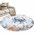 thumbnail image 2 of Oceans Marine Life Round Living Room Rugs 3.3 ft, Coastal Orange Blue Crabs Starfish Ombre Washable Area Rug with Non-Slip Sturdy Edge Binding Round Front Door Mat Floor Carpet for Entryway, 2 of 9