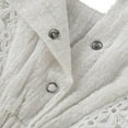 thumbnail image 3 of Baby Lace Little Flying Sleeve One-Piece Romper + Headscarf Female Baby Linen Back Button Lace Edge Romper  Two-Piece Set, 3 of 15