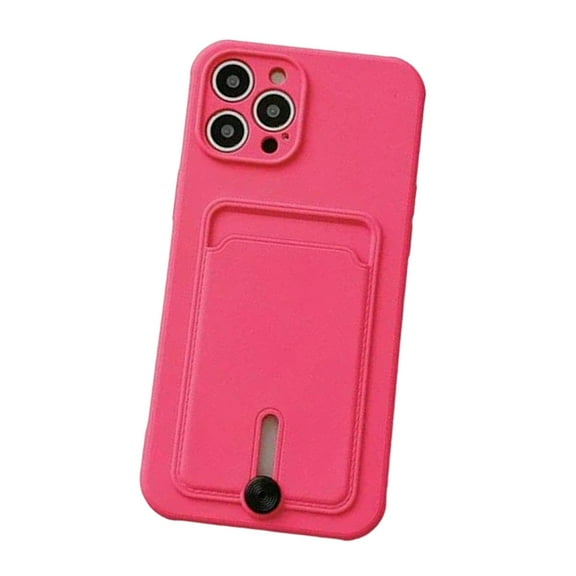 Silicone Card Holder Protection Case Compatible With iPhone 15 Pro Max in Pink Citrus