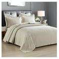 thumbnail image 3 of 3-Piece 100% Cotton Oversized Bedspread Lightweight Quilt Coverlet Embroidery Farmhouse Bedding Set (TM Beige, Oversized Queen (100"x106")), 3 of 7