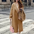 thumbnail image 3 of comerut Women's Coat Double-Breasted Lapel Stylish Warm Mid-Length Double Pockets Winter Coat Lady Accessories, 3 of 8