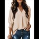 thumbnail image 3 of Blusas Elegantes e Informales para Mujer, con Escote en V y Mangas 3/4, con Puños Fruncidos Albaricoque M, 3 of 6