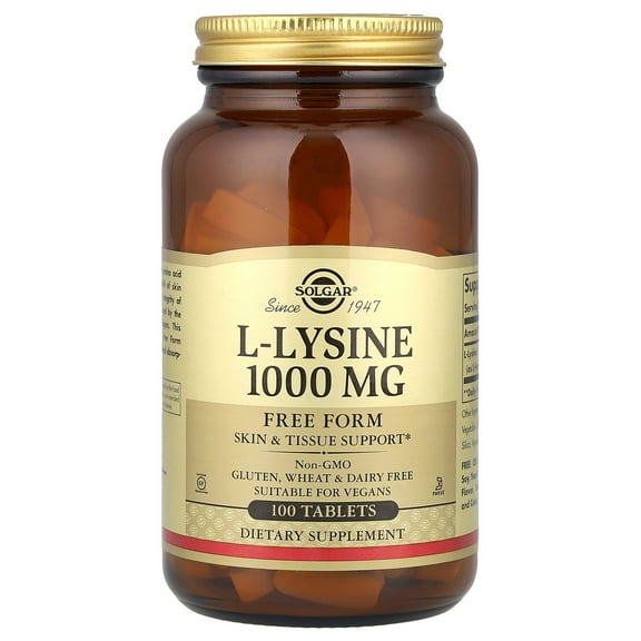 Solgar L-Lysine, Free Form, 1,000 mg, 100 Tablets