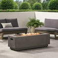 thumbnail image 3 of 50,000 BTU Rectangular Fire Pit, Iron Propane Fire Pit for Patio, Outdoor Gas Fire Pit with Lava Rock, Modern Backyard Fire Bowl (Propane Tank Cover Not Included), 3 of 8
