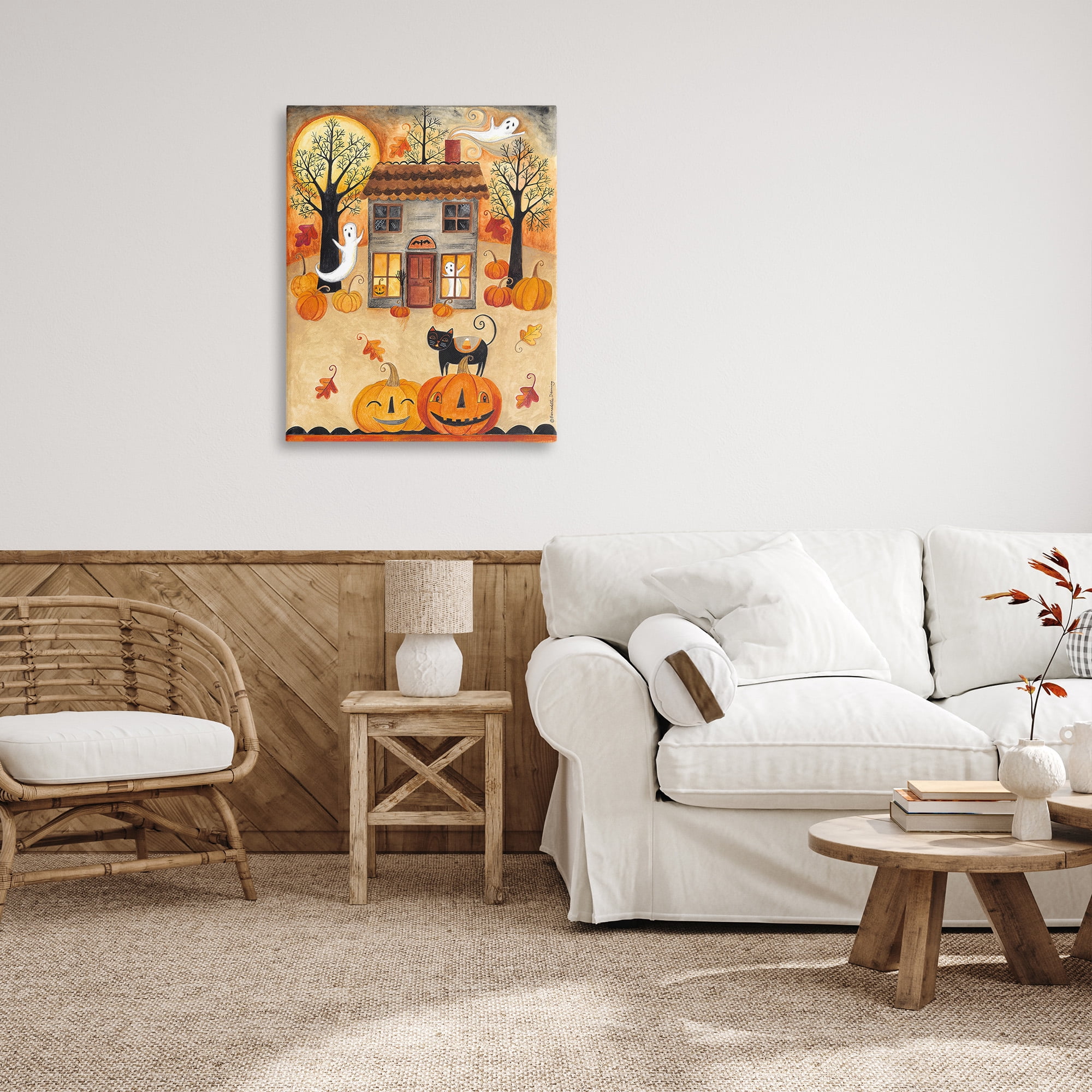 Stupell Industries Ghosts on Halloween Night Holiday Painting Gallery Wrapped Canvas Art Print Wall Art, 30 x 40