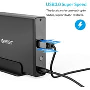 ORICO 3.5 inch Hard Drive Enclosure 5Gbps SATA to USB 3.0 Enclosure Aluminum External Hard Disk Enclosure SSD/HDD Enclosure Case Max 16Tb with 12V2A Power Adapter & UASP for Xbox(No Drive)