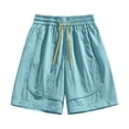 thumbnail image 5 of Womens Quick Dry Shorts High Waist Stretchy Straight Leg Bermuda Shorts with Pockets Casual Summer Athletic Lounge Pants Sky Blue XL, 5 of 6