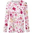 thumbnail image 3 of Womens 2026 Summer Tops Long Sleeve Floral Print Y2K Tees Crew Neck Lightweight Casual Going Out T Shirts, 3 of 4