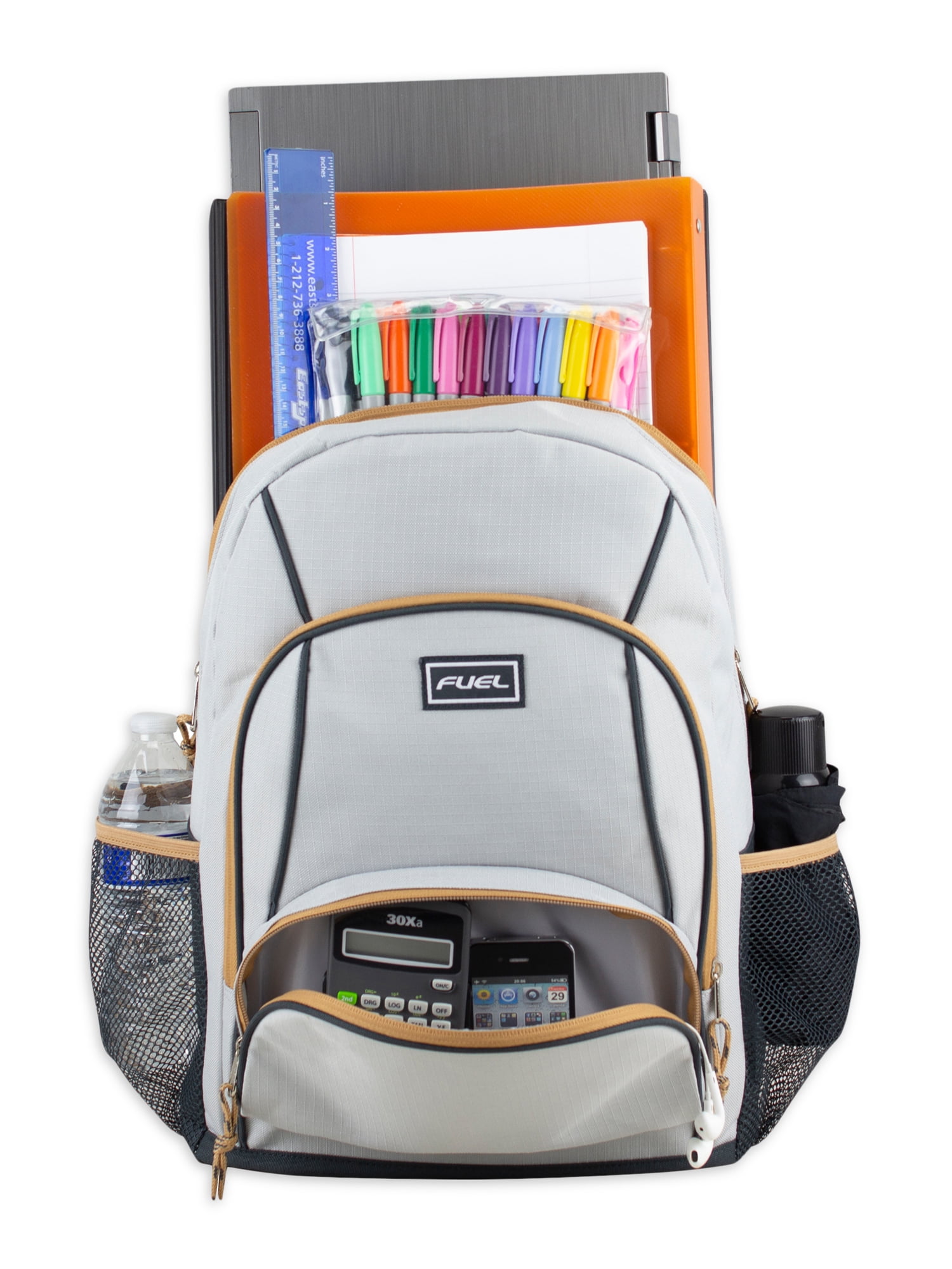 Fuel Unisex Triple Pocket Backpack, Khaki
