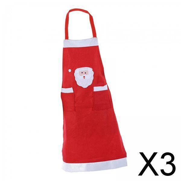 3x Delantales de Navidad de Papá Noel, Delantales de Cocina, Delantales Familiares, Delantales de Fiesta para Restaurante, Chef, Limpieza, Jardinería 3 piezas