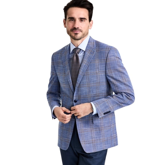Michael Kors Mens Classic fit Sport Coat Blazer 40 R Blue Beige Plaid