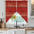 thumbnail image 4 of Red Wood Grain Kitchen Window Curtains, Swag Curtains Valance for Bedroom Living Room Bathroom, Farmhouse Vintage Wooden Rustic Planks Rod Pocket Window Curtain Block Drapes 2 Panels 28"x36", 4 of 9