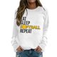 thumbnail image 2 of Gibobby Sudaderas para mujer Sudadera con capucha holgada de talla grande con estampado de béisbol de manga larga y cuello redondo para mujer (Blanco, XL), 2 of 3