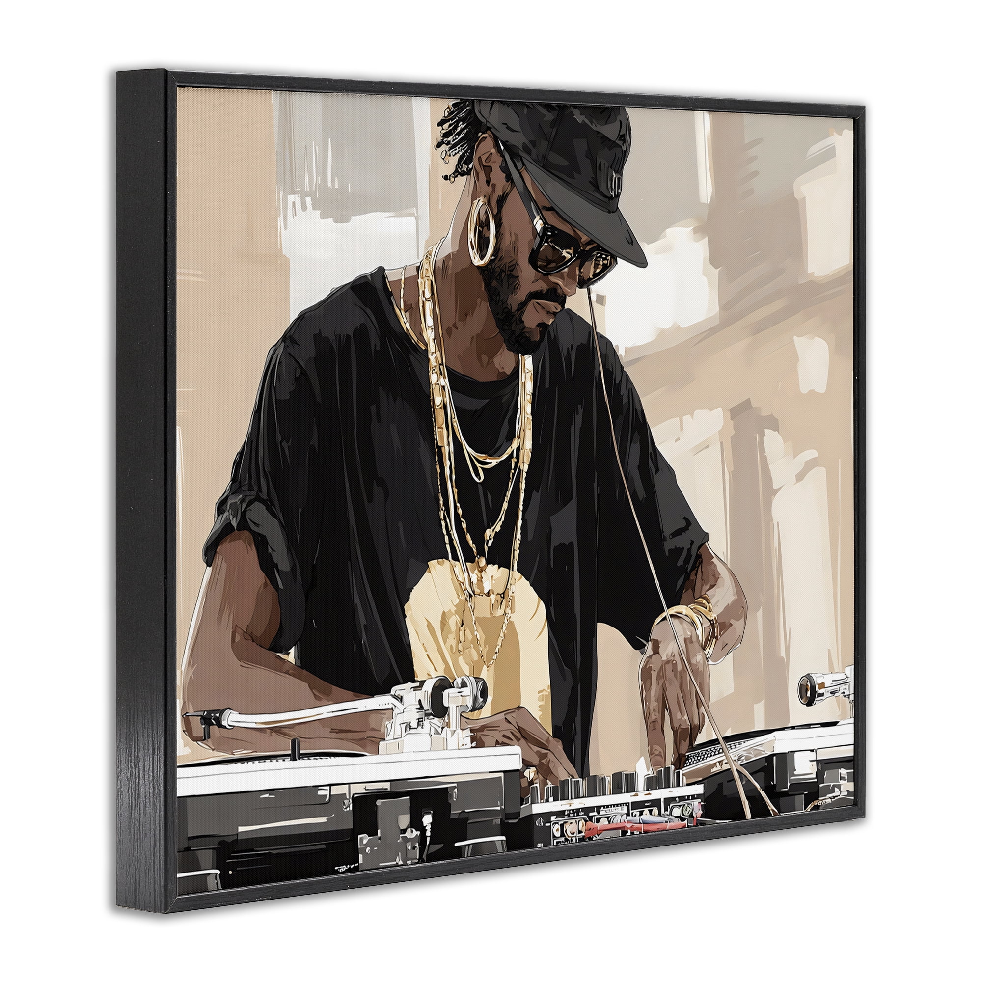 Stupell Industries Timeless DJ with Urban Rhythm Black Framed Giclee Art, design by Franklyn Gregory