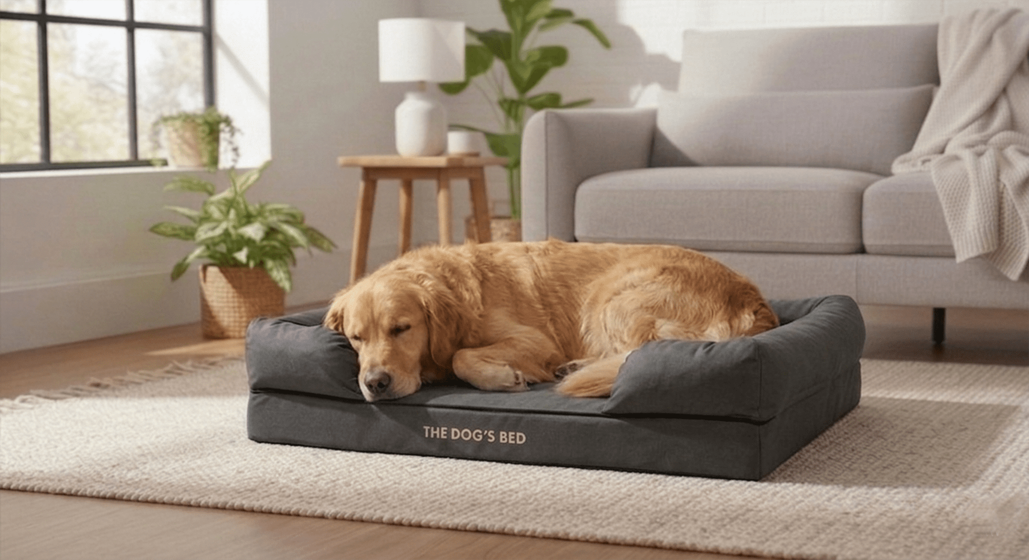 The Dog’s Bed Orthopedic Dog Bed Large Grey with Black Trim 36x27, Waterproof, Veterinary Grade Memory Foam, Pain Relief: Arthritis, Hip & Elbow Dysplasia, Post Surgery, Supportive, Washable Cover