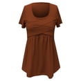 thumbnail image 5 of Daznico Women's Square Neck Short Sleeve Peplum Top with Crisscross Front Casual Blouse,XXL, 5 of 5