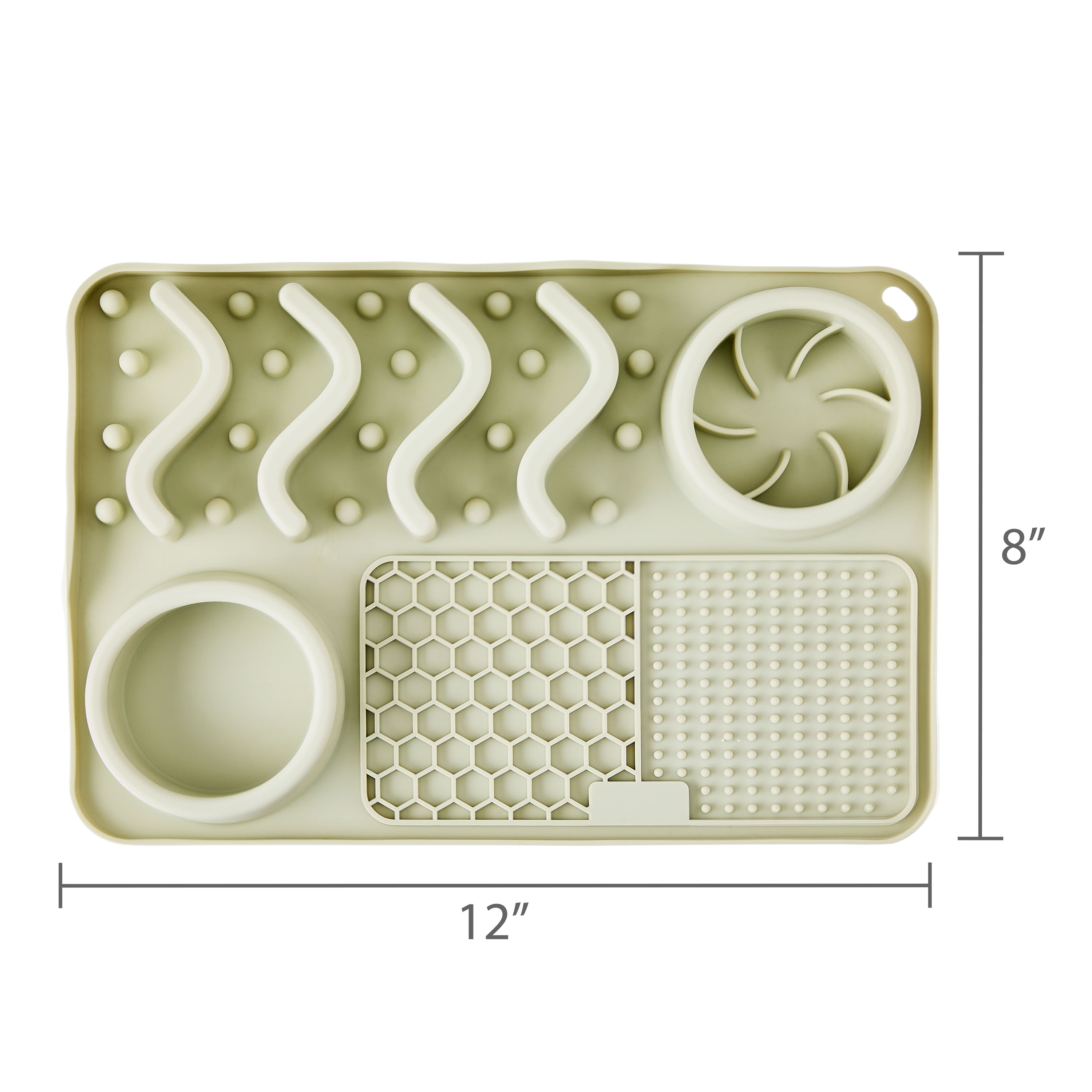Vibrant Life Silicone Slow Feeder Compartment Pet Mat, Gray, 12" x 8"
