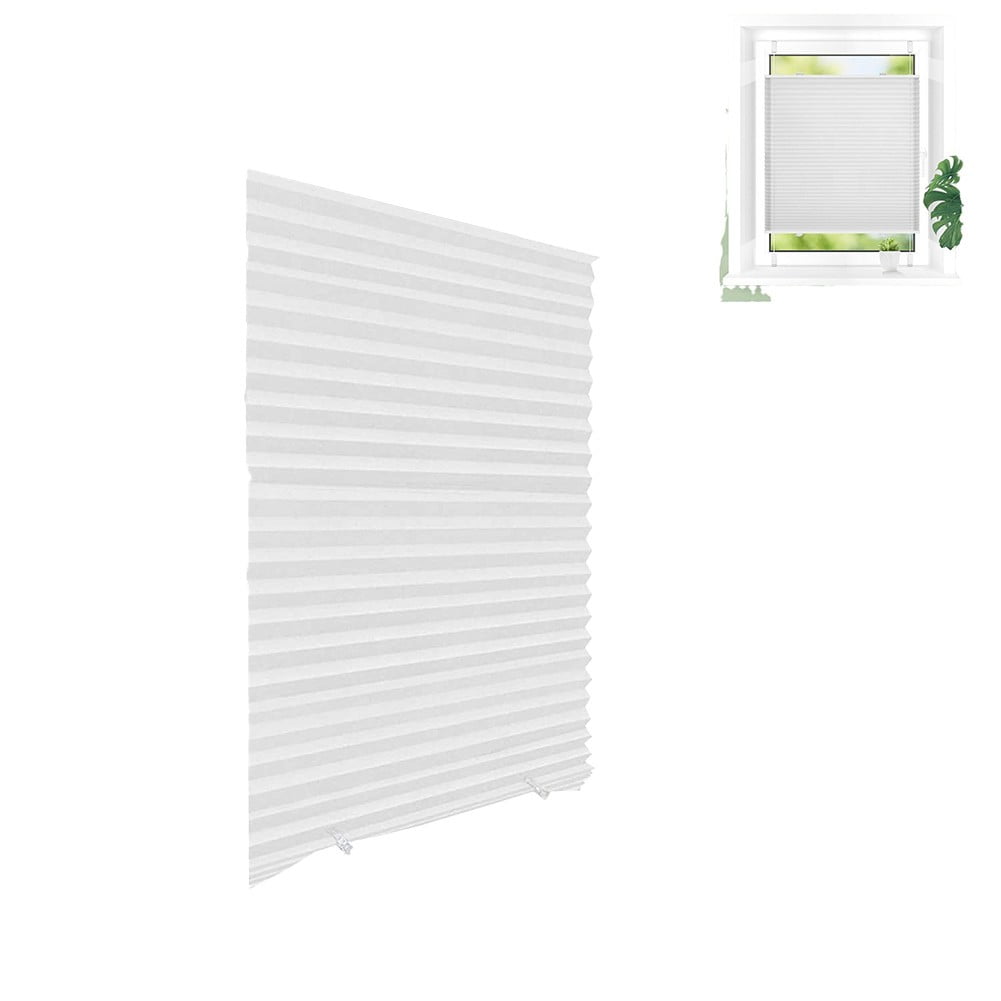Folding Blind Full Blackout Curtains Privacy Screen Blackout Blinds for Window White