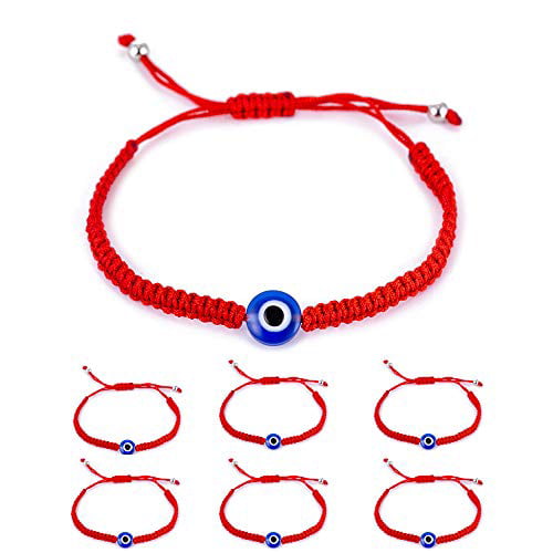 Amulet Bracelet for Protection and Good Luck 6 pieces Evil Eye/Hamsa Hand Kabbalah String Bracelets for Women Men Boys Girls Handmade Red Black Blue Braided String Bracelets