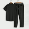 thumbnail image 5 of USNSM Men's Short Sleeve Outfits Solid Color Henley Shirt and Pants Set Casual 2 Pieces Summer Tracksuits with Pockets Black XXXL, 5 of 7