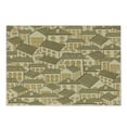thumbnail image 1 of Retro Cutting Board, Hand Drawn Village Town Houses Pattern with Pyramidal Roofs, Decorative Tempered Glass Cutting and Serving Board, Small Size, Reseda Green Sand Brown, by Ambesonne, 1 of 1