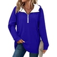 thumbnail image 2 of Horkkom Quarter Zip Pullover Women Long Sleeve V Neck Sweatshirt Casual Loose 1/4 Zip Pullover Sweatshirts with Pockets S, 2 of 7