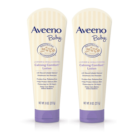 (2 Pack) Aveeno Baby Calming Comfort Moisturizing Non-Greasy Lotion, 8 fl. (Best Baby Lotion For Sensitive Skin)