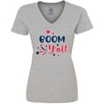 thumbnail image 3 of Inktastic 4th of July Boom Y'all with Red White and Blue Stars Women's V-Neck T-Shirt, 3 of 5