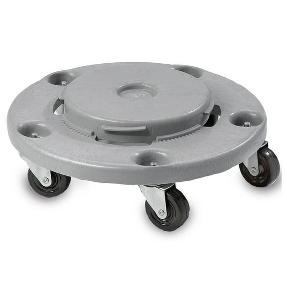 1040 Trash Can Dolly - Heavy Duty Bolted Casters, Round, Grey, Fits 20 32 44 55 Gallon Containers