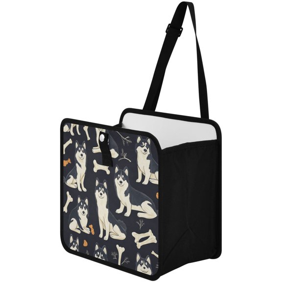 Qxltty Lovely Husky Car Dumpster Collapsible Rear Seat Suspension Trash for Front Seat Center Console in Vehicle