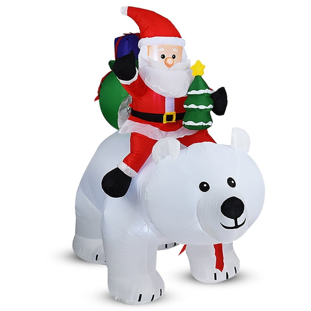 Injueey Vacaciones de Navidad Inflable Papá Noel Fiesta en el patio al aire libre Conjunto de decoración de explosión Inicio Accesorios de Kits de decoración para fiestas