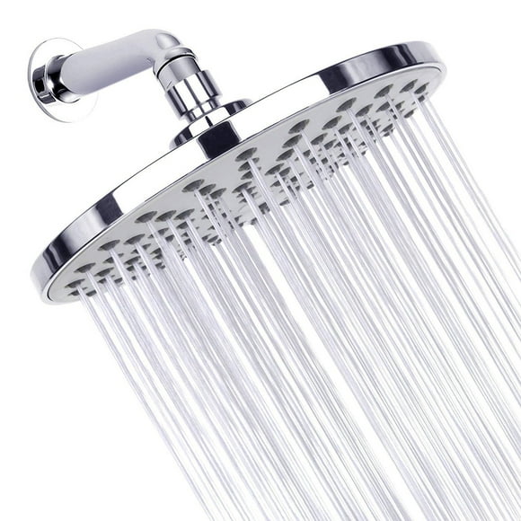 High Pressure Shower Head 8 Inch Rain Showerhead G1/2 Adjustable Bathroom Shower Head Spray Showerhead Polished Chrome Bath Rain Round Shower Head Replacement