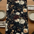 thumbnail image 5 of Vintage Black Floral 70 Inch Table Runner, Spring Seasonal Botanical Blooms Farmhouse Dresser Scarf Cotton & Linen Tablerunner for Dining/Kitchen Island/Holiday Party Décor 13" x 70", 5 of 9