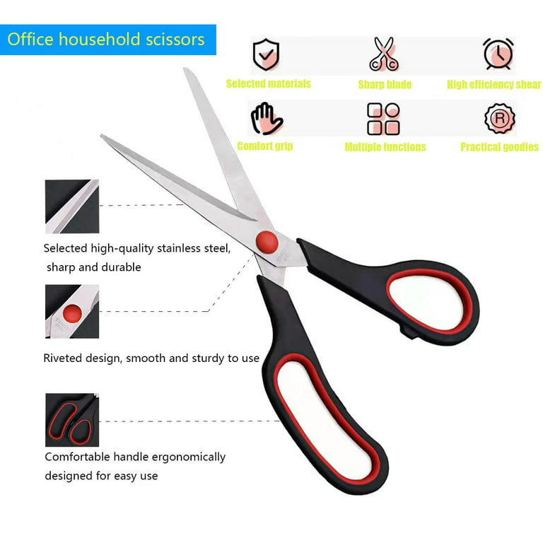 QMVESS 8.5 Scissors All Purpose 3 Pack, Ultra Sharp Multipurpose Blade Shears, Professional Ergonomic Comfort Grip Scissors for Office School Home