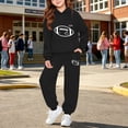thumbnail image 2 of LNMQLPDBS Baby Girls Graphic Hoodie Set Toddler Heart Sweatshirt Kids Pullover with Kangaroo Pocket and Relaxed Fit Jogger Pants Tween Casual 2 Piece Outfit for School Sports Daily Wear, 2 of 5
