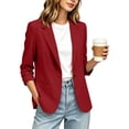 thumbnail image 5 of gbyLJF Women's 3/4 Ruched Sleeve Blazer Lightweight Single Button Front Office Jacket Casual Business Notched Lapel Cardigan, 5 of 8