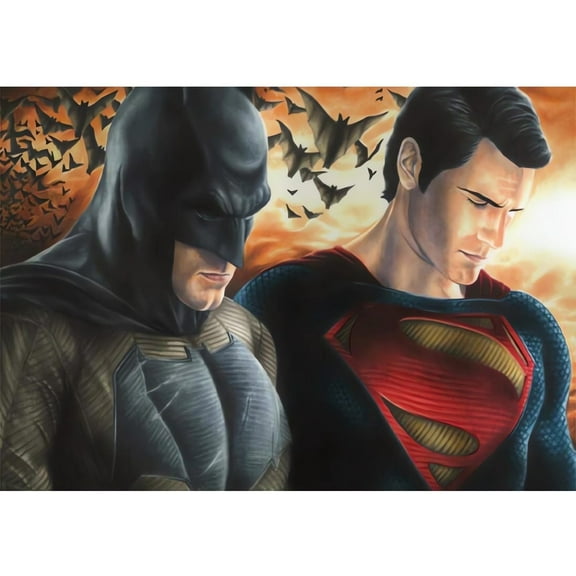 DIY 5D Batman Diamond Art Painting Kits for Adults,Round Full Drill Crystal Rhinestone Embroidery Cross Stitch Arts Craft Canvas for Home Wall Decor，12"x 16"